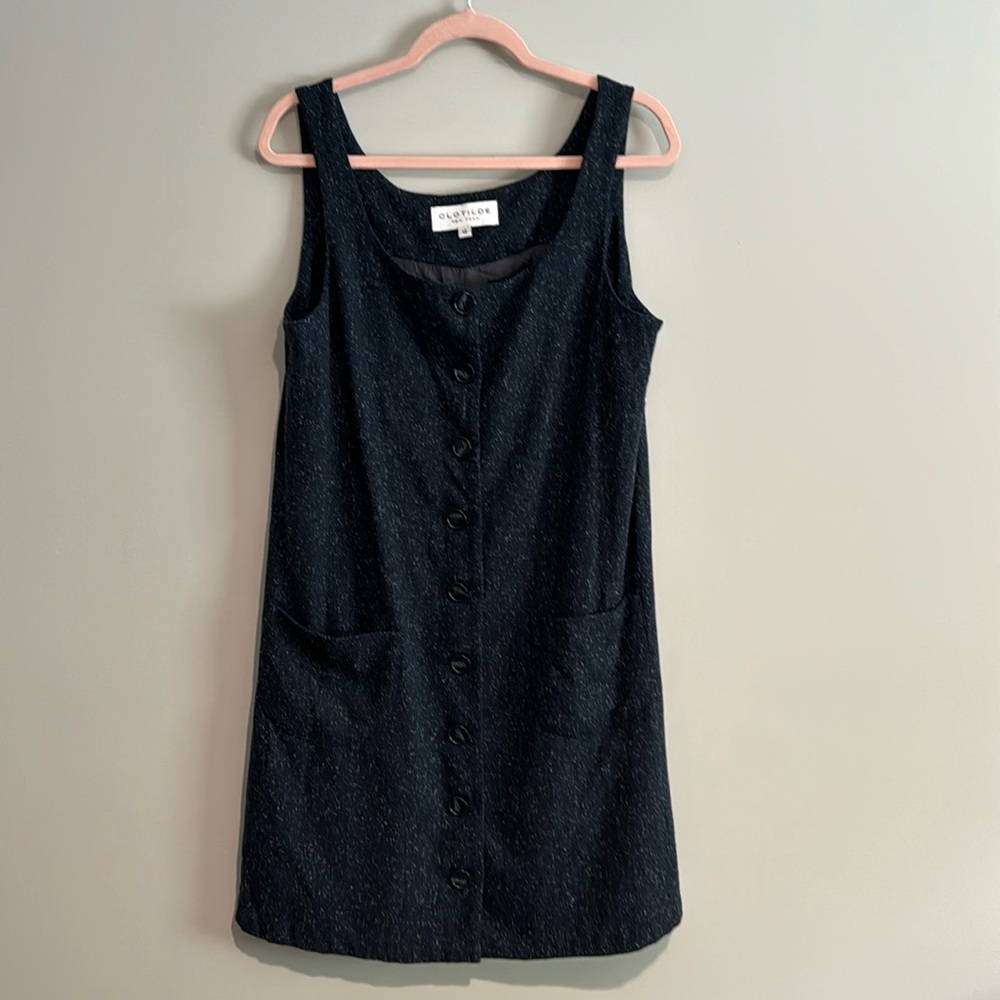 Clotilde New York Women’s Dark Blue 100% Wool Jumper Dress Size 12 Made in USA